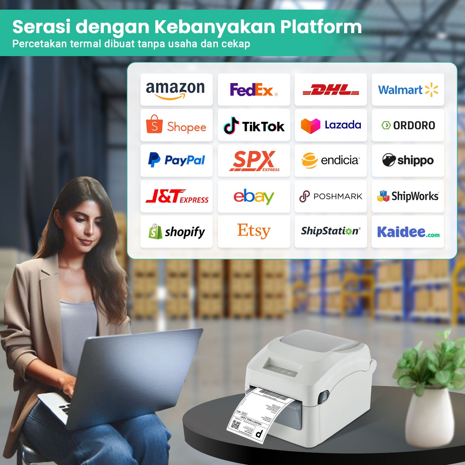 Pencetak Termal Bluetooth Waybill Barcode Penghantaran Label Bluetooth Pencetak AWB Pelekat Waybill A6