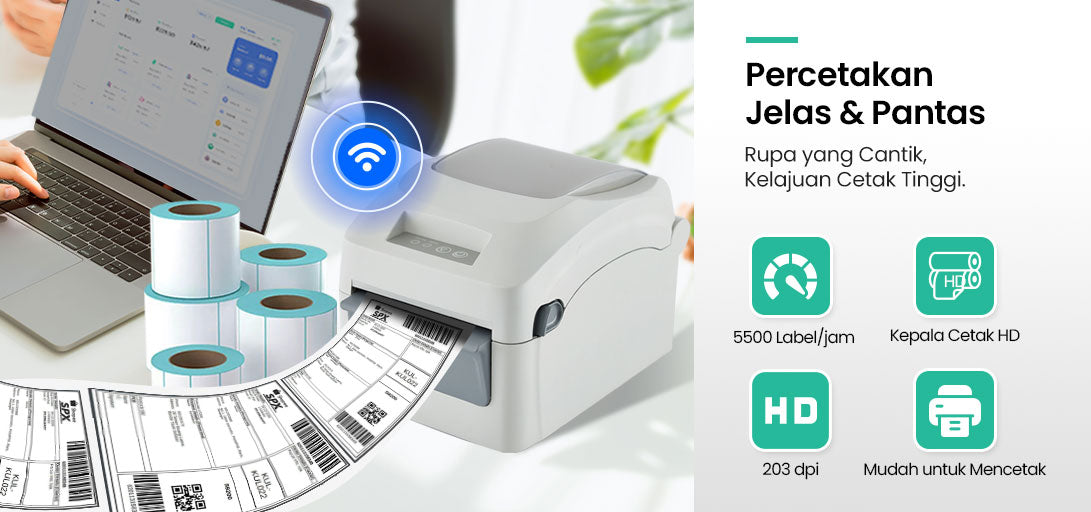 Pencetak Termal Bluetooth Waybill Barcode Penghantaran Label Bluetooth Pencetak AWB Pelekat Waybill A6