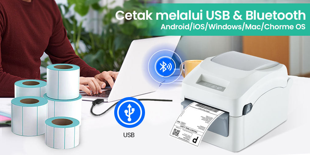 Pencetak Termal Bluetooth Waybill Barcode Penghantaran Label Bluetooth Pencetak AWB Pelekat Waybill A6