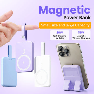 Magnetic Wireless Power Bank - 5000mAh/10000mAh Portable Charger Powerbank with Stand, Fast Charging